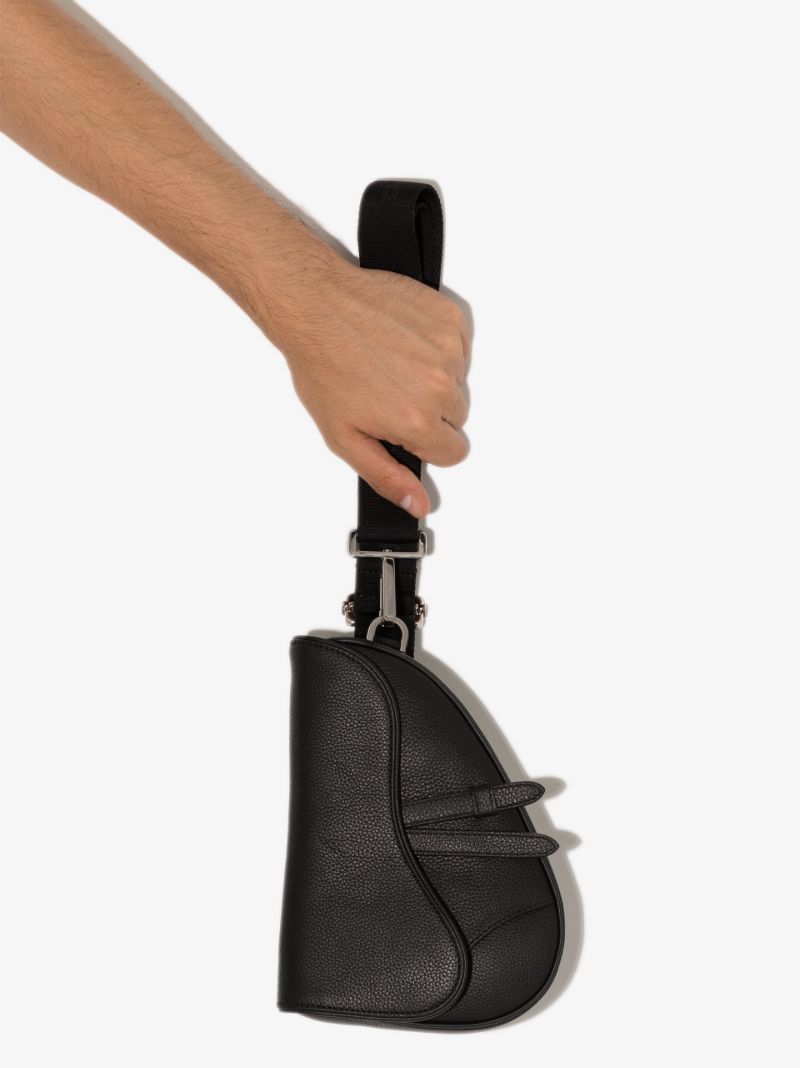 Black Saddle Leather Messenger Bag