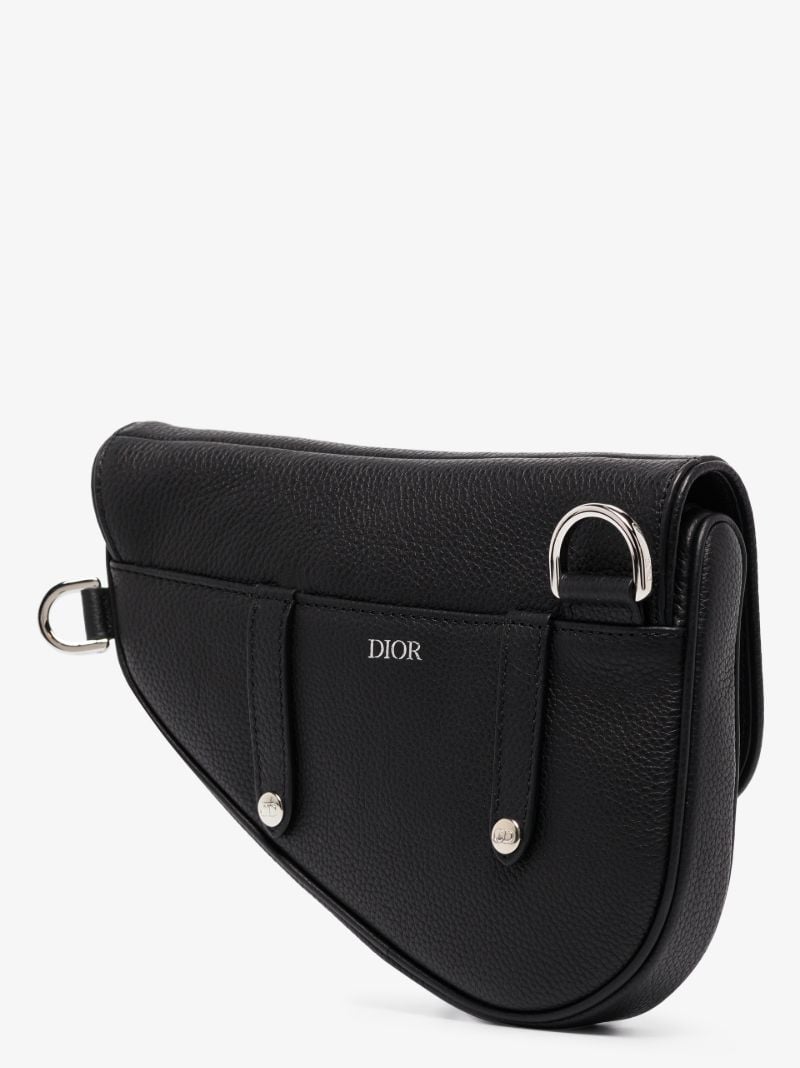 Black Saddle Leather Messenger Bag