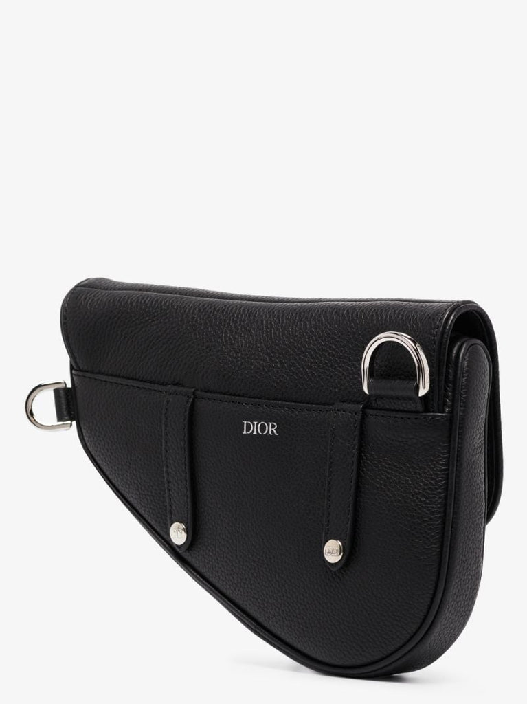 Black Saddle Leather Messenger Bag
