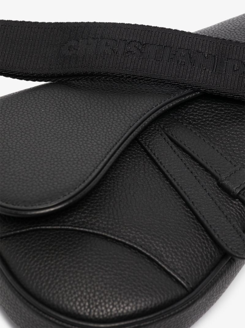 Black Saddle Leather Messenger Bag