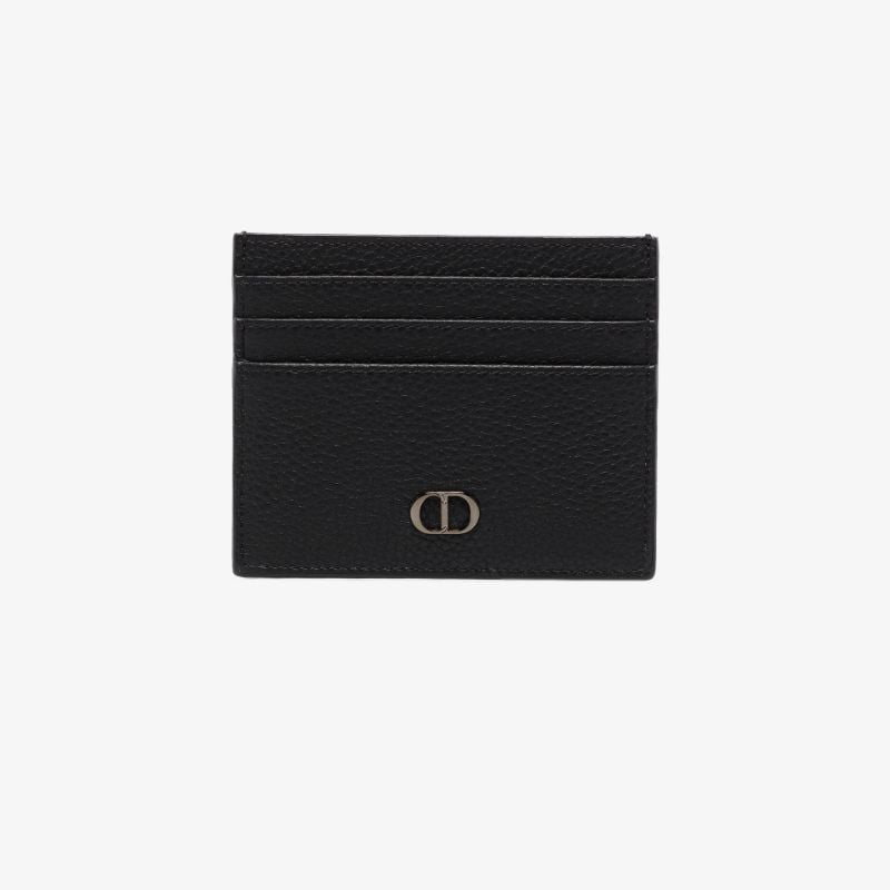 Black Logo Plaque Leather Card Holder