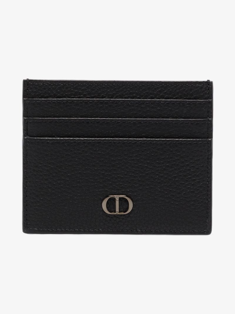 Black Logo Plaque Leather Card Holder