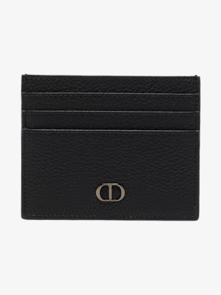 Black Logo Plaque Leather Card Holder