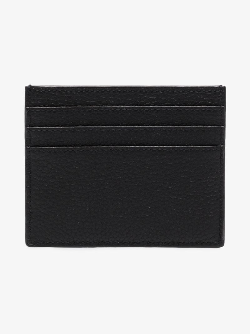 Black Logo Plaque Leather Card Holder