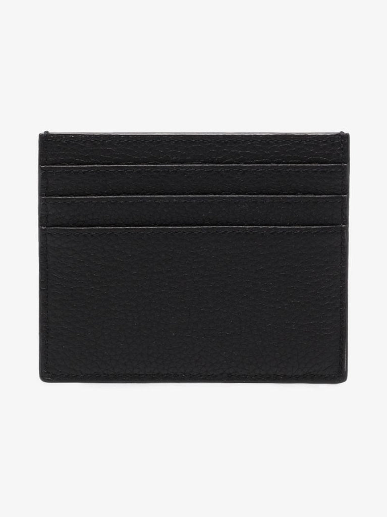 Black Logo Plaque Leather Card Holder