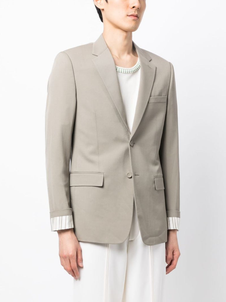 Neutral Single-breasted Wool Blazer