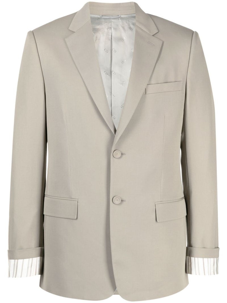 Neutral Single-breasted Wool Blazer