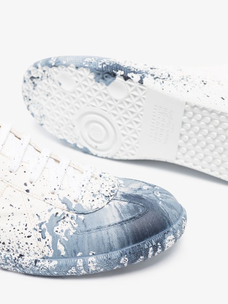 White Replica Paint Splatter Leather Sneakers