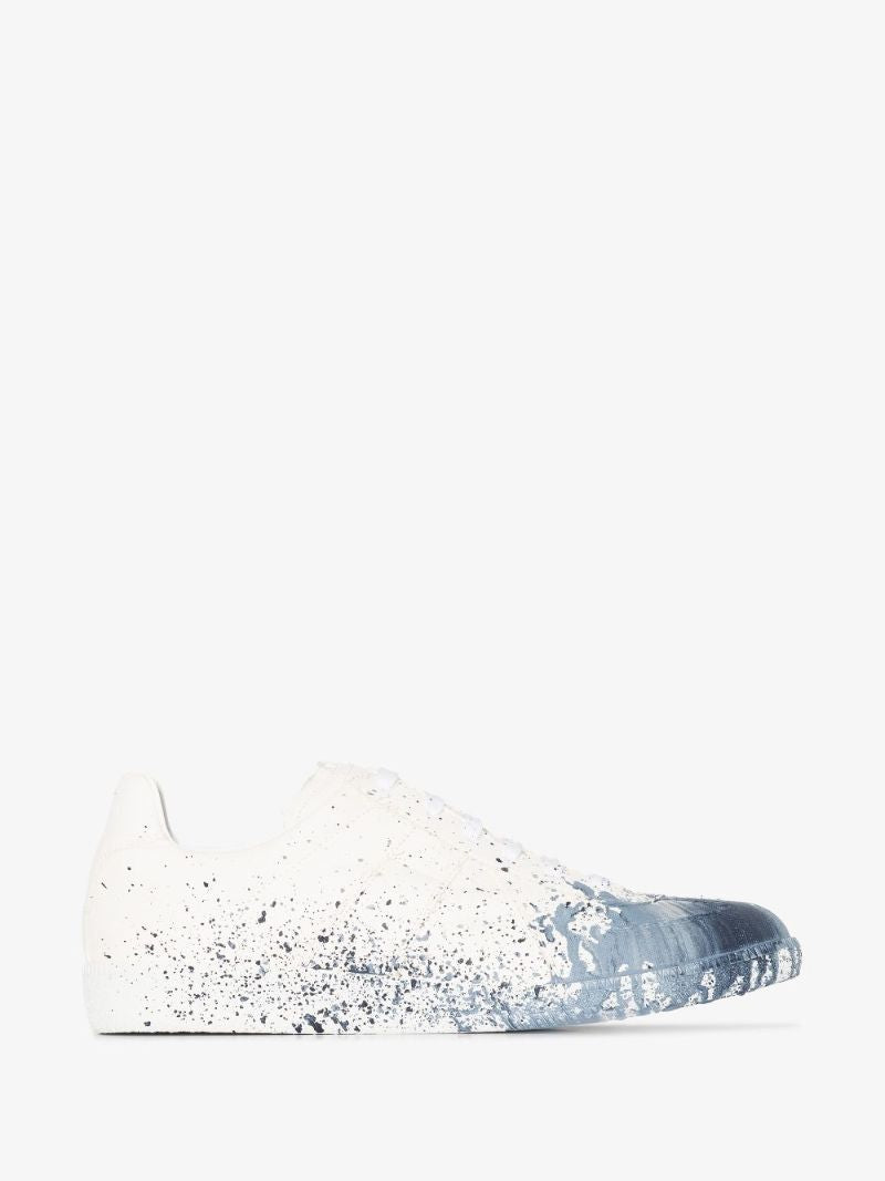 White Replica Paint Splatter Leather Sneakers