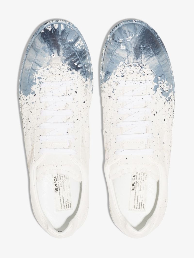 White Replica Paint Splatter Leather Sneakers