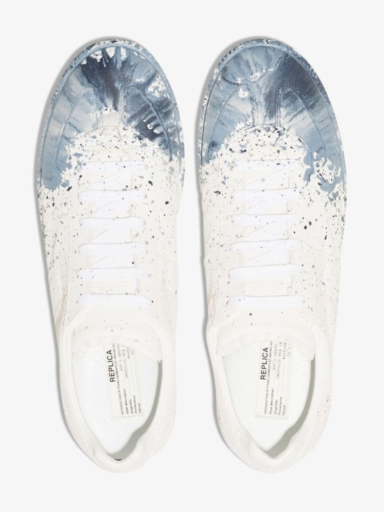 White Replica Paint Splatter Leather Sneakers