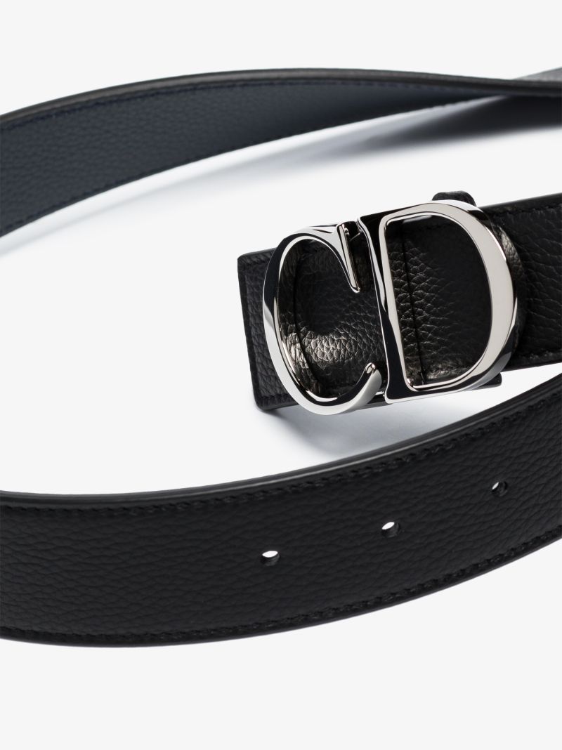 Black Cd Buckle Reversible Leather Belt