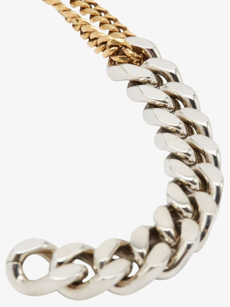 Gold and Silver Tone Skull Tag Chain Bracelet