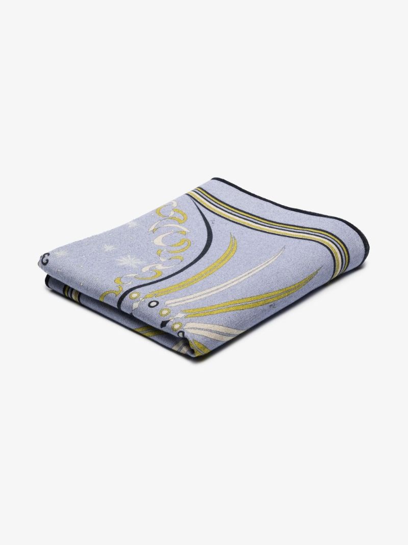 Blue Astrolabio-print Wool Blanket