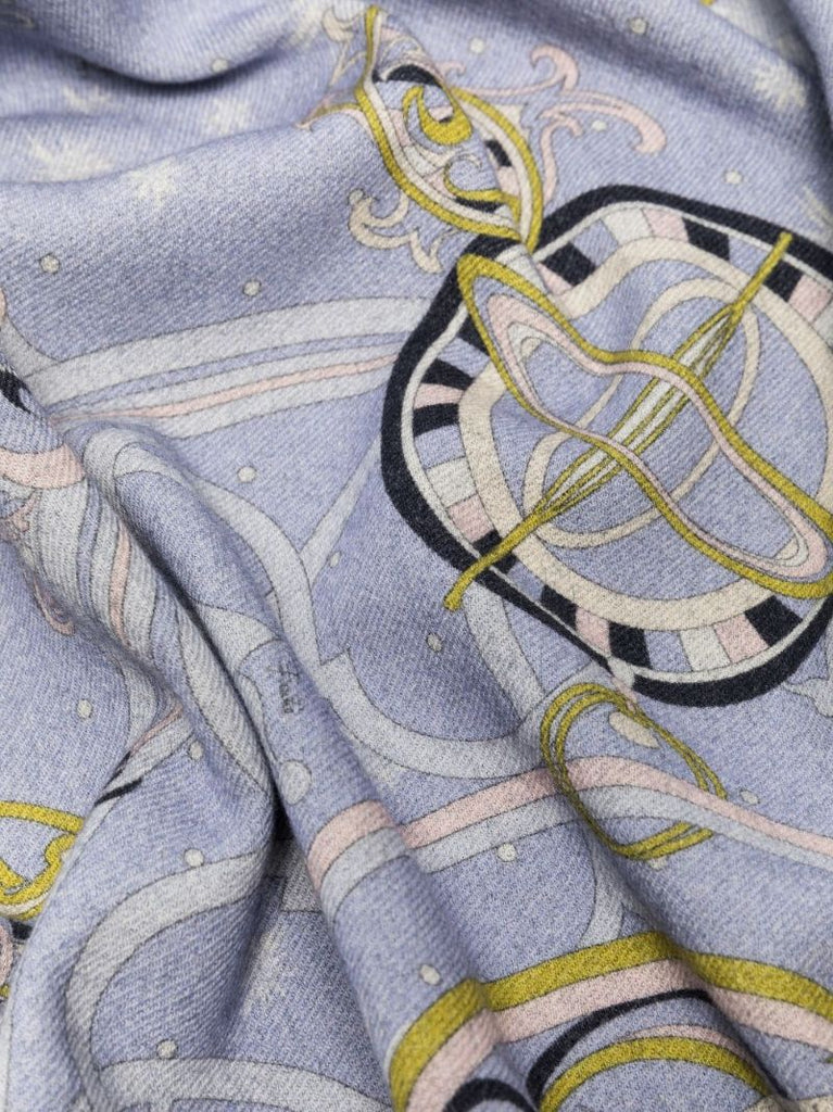 Blue Astrolabio-print Wool Blanket