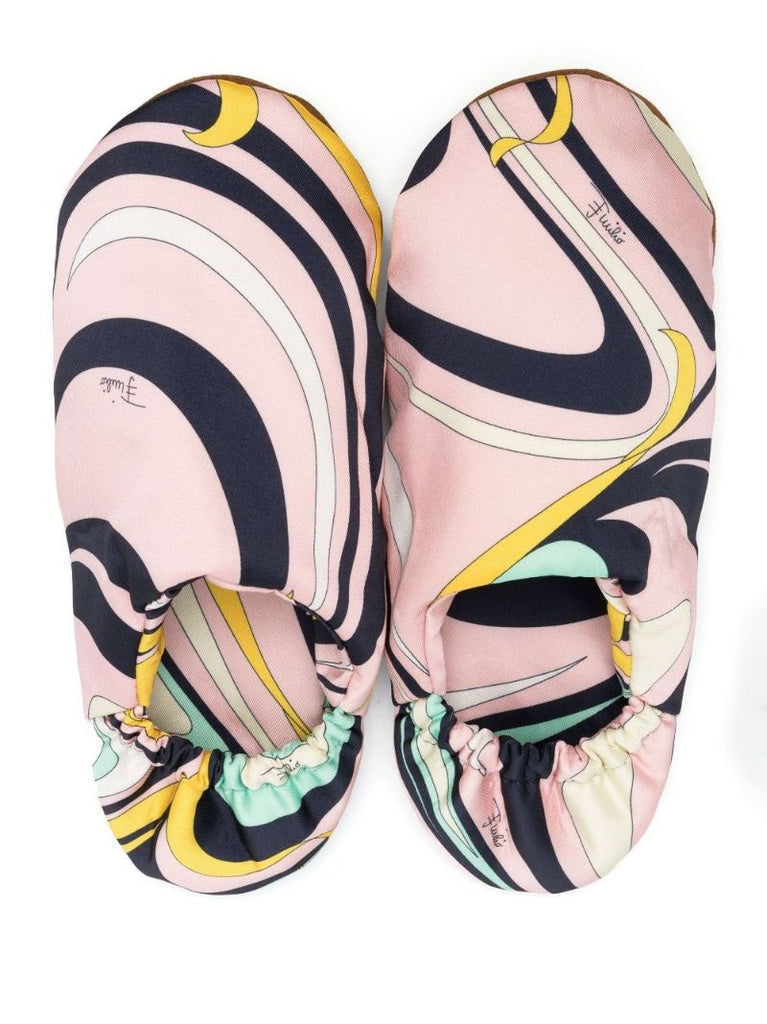 Pink Onde Twill Silk Slippers