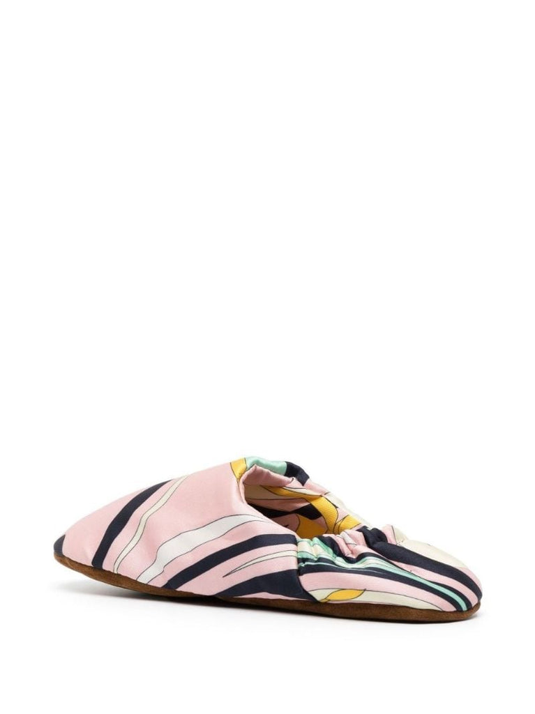 Pink Onde Twill Silk Slippers