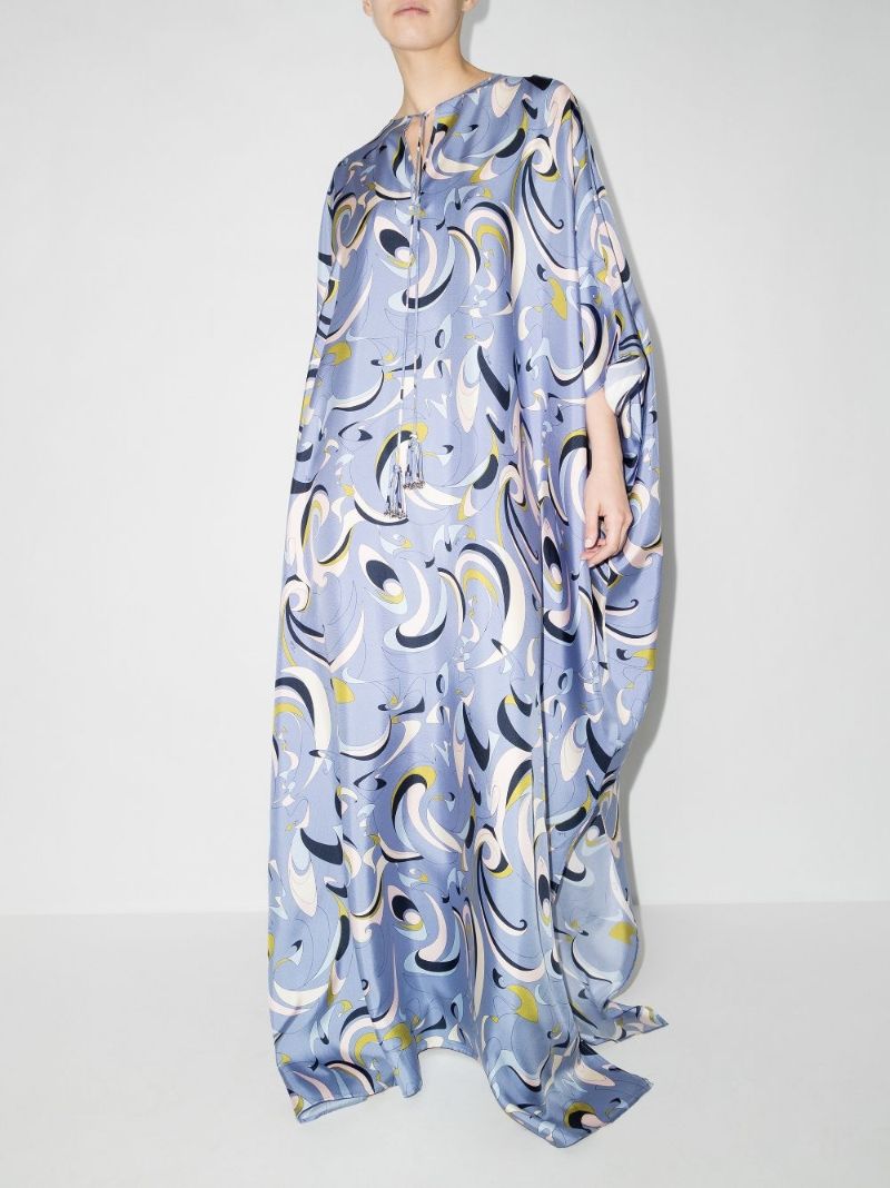 Itinerari Print Silk Kaftan Dress