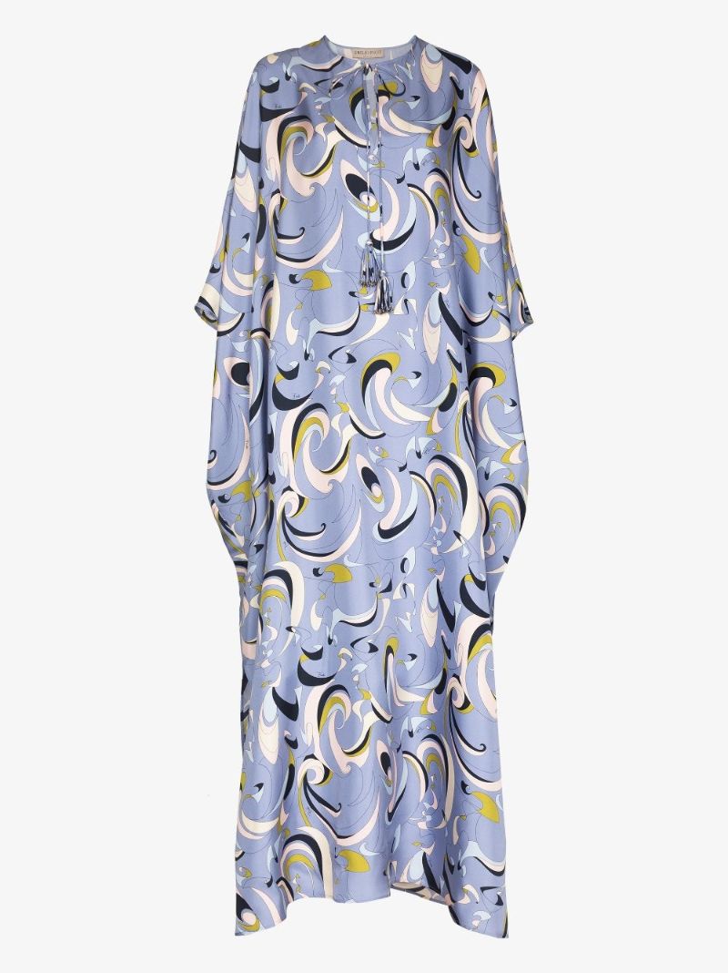 Itinerari Print Silk Kaftan Dress