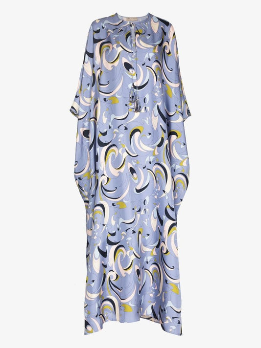 Itinerari Print Silk Kaftan Dress