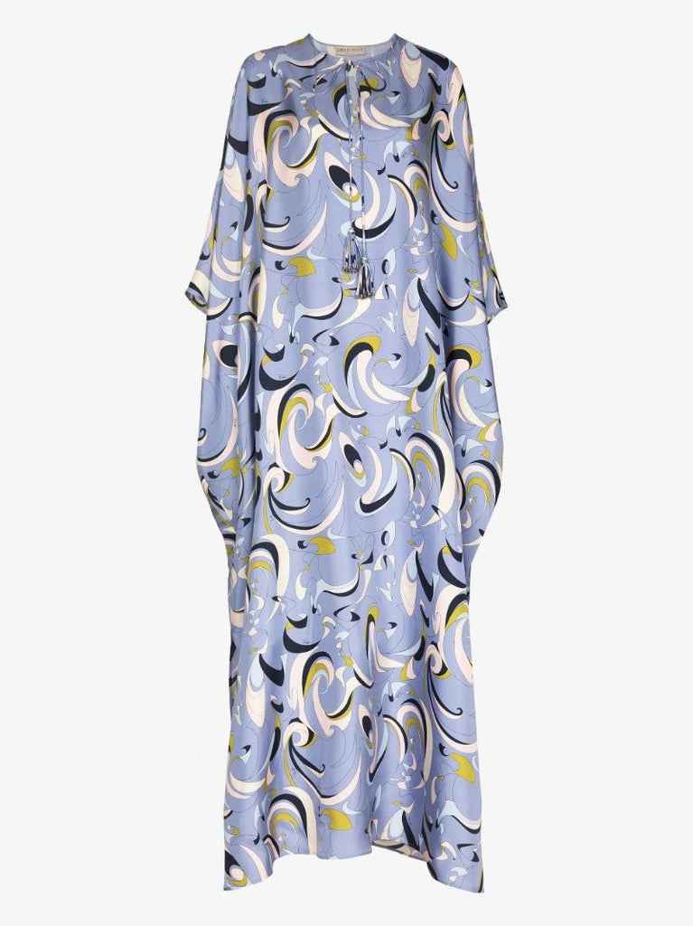 Itinerari Print Silk Kaftan Dress