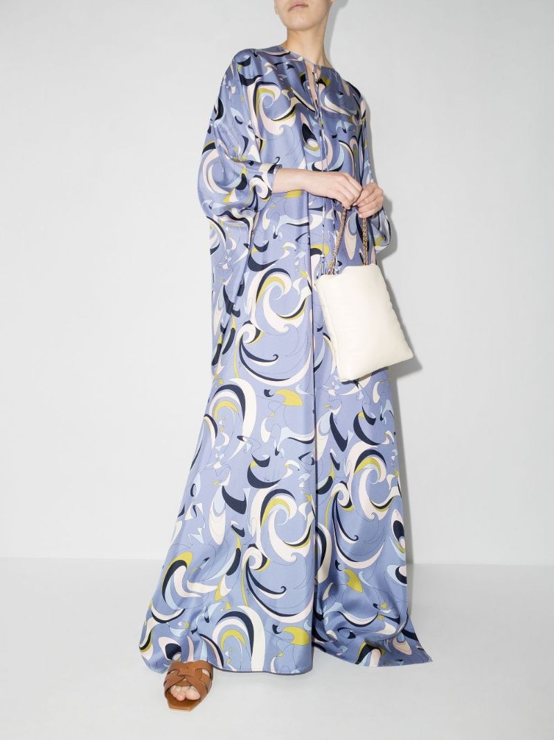 Itinerari Print Silk Kaftan Dress