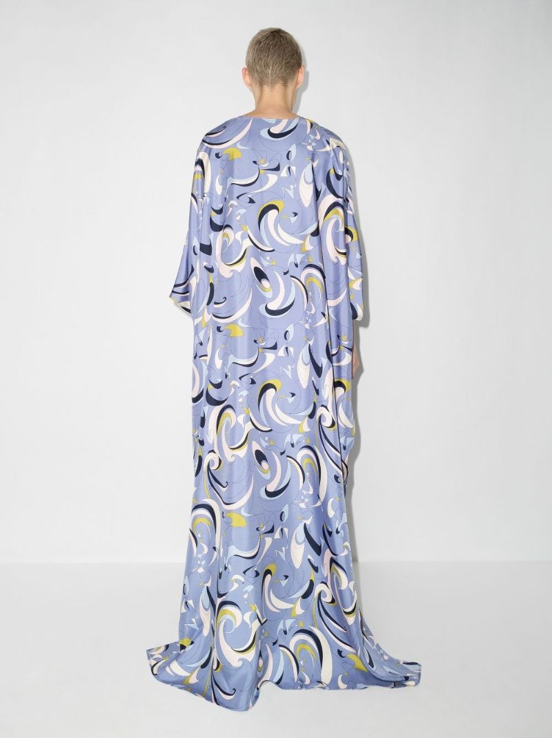 Itinerari Print Silk Kaftan Dress