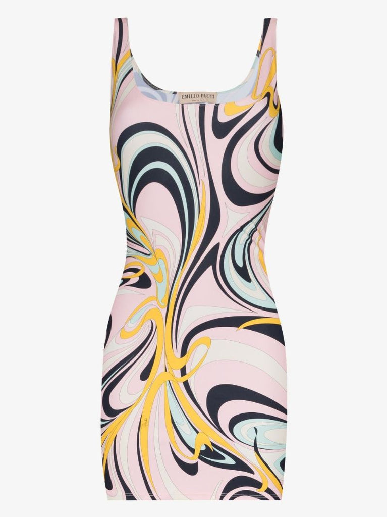 Onde Print Cutout Mini Dress