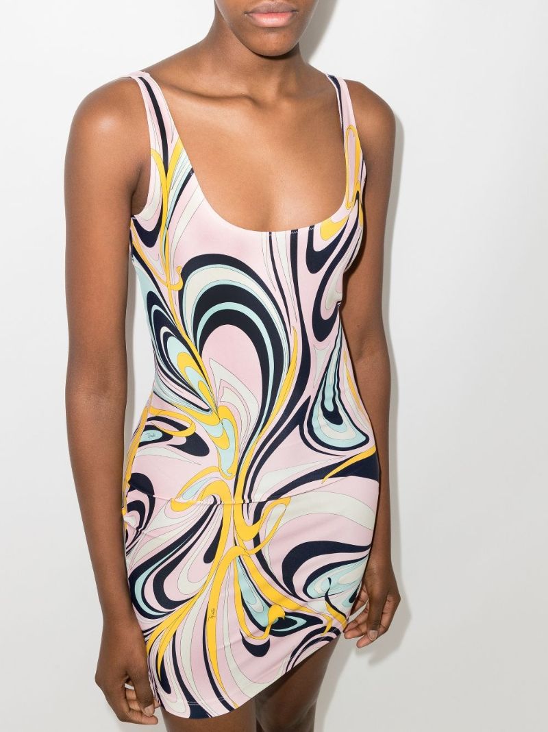 Onde Print Cutout Mini Dress