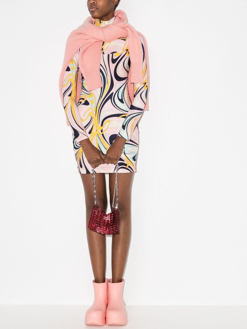 Onde Print Cutout Mini Dress