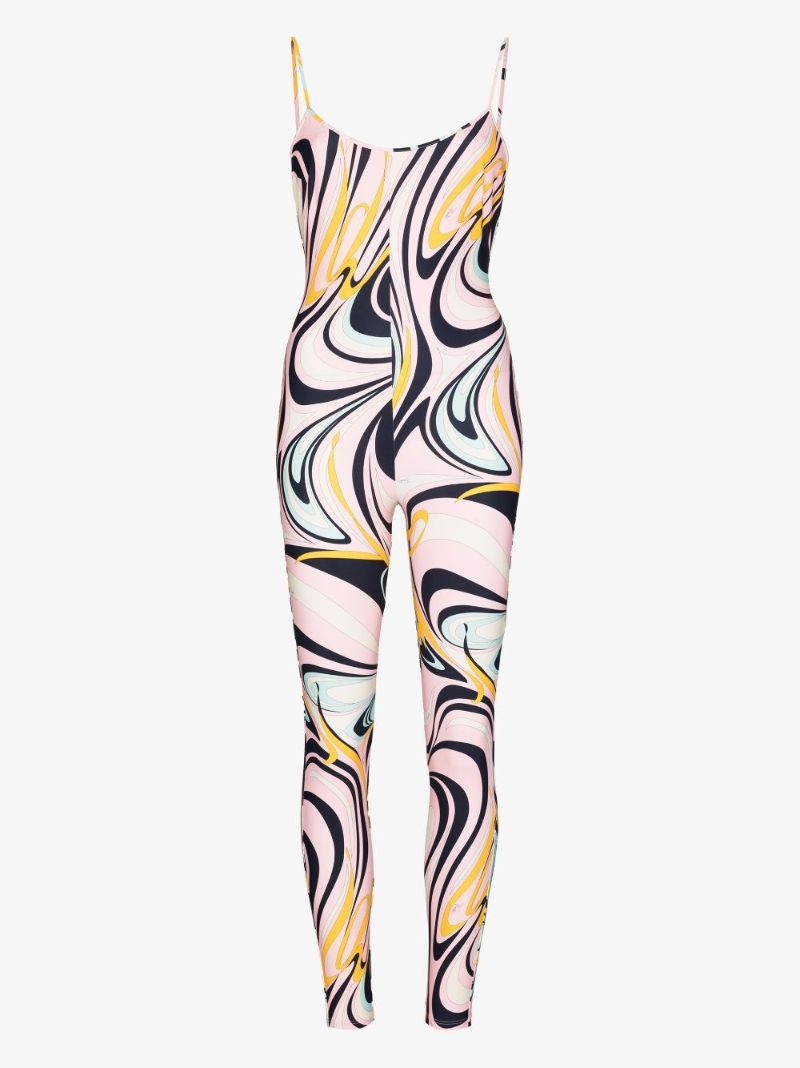 Onde Print Fitted Jumpsuit
