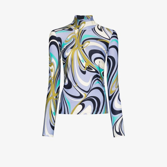 Onde Print Long Sleeve Top