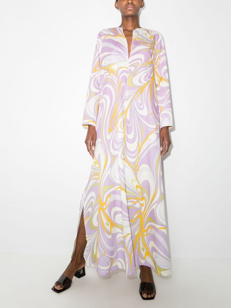 Onde Print Cotton Kaftan Dress