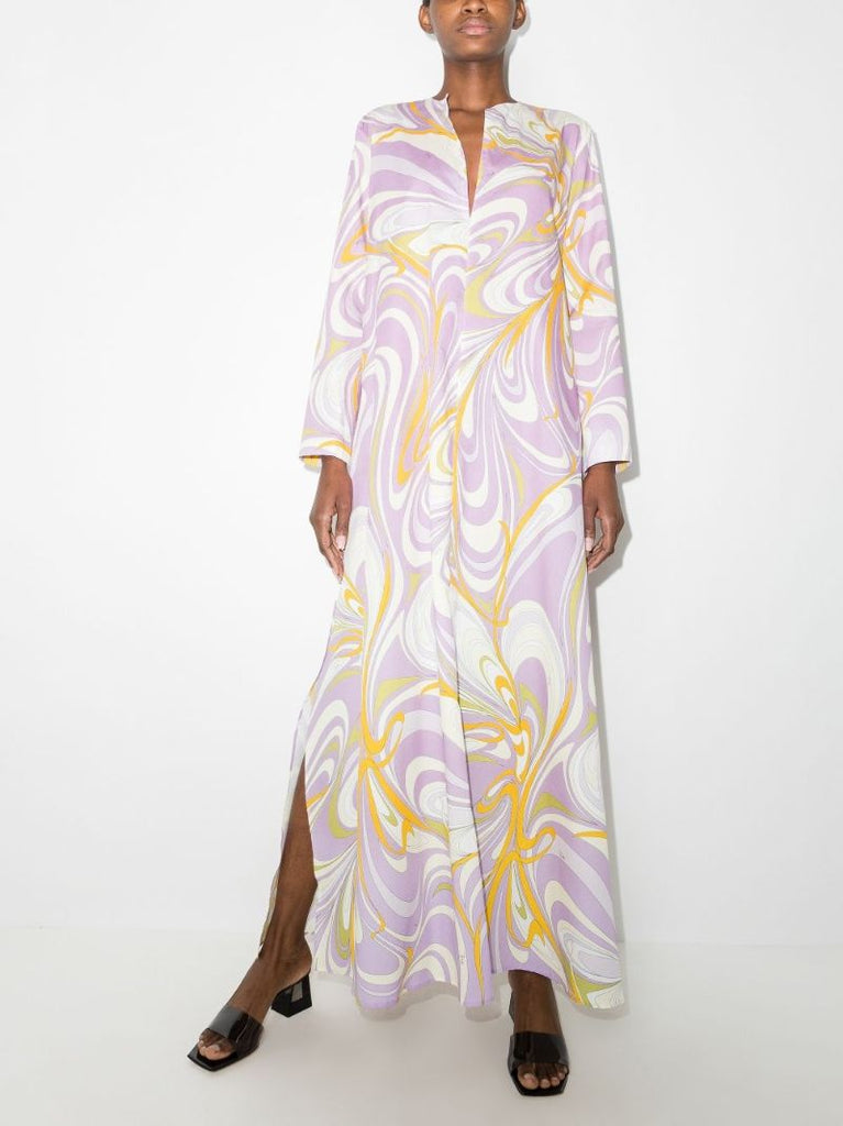 Onde Print Cotton Kaftan Dress