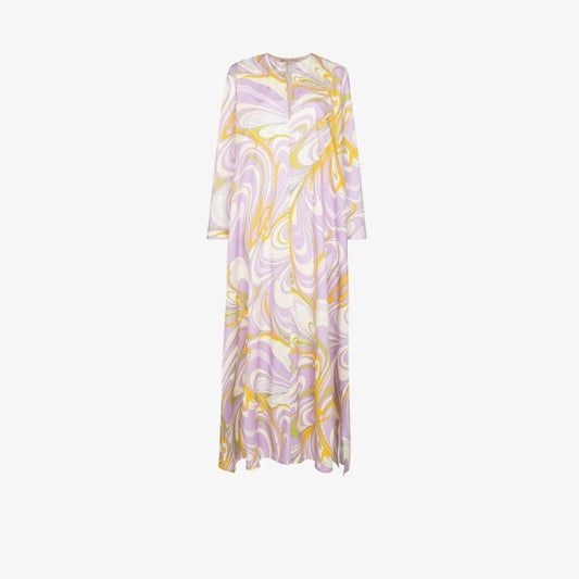 Onde Print Cotton Kaftan Dress