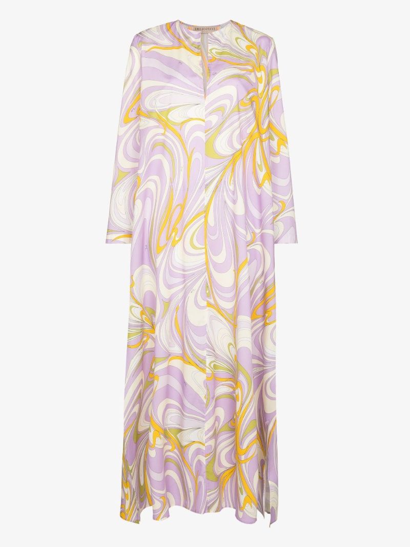 Onde Print Cotton Kaftan Dress