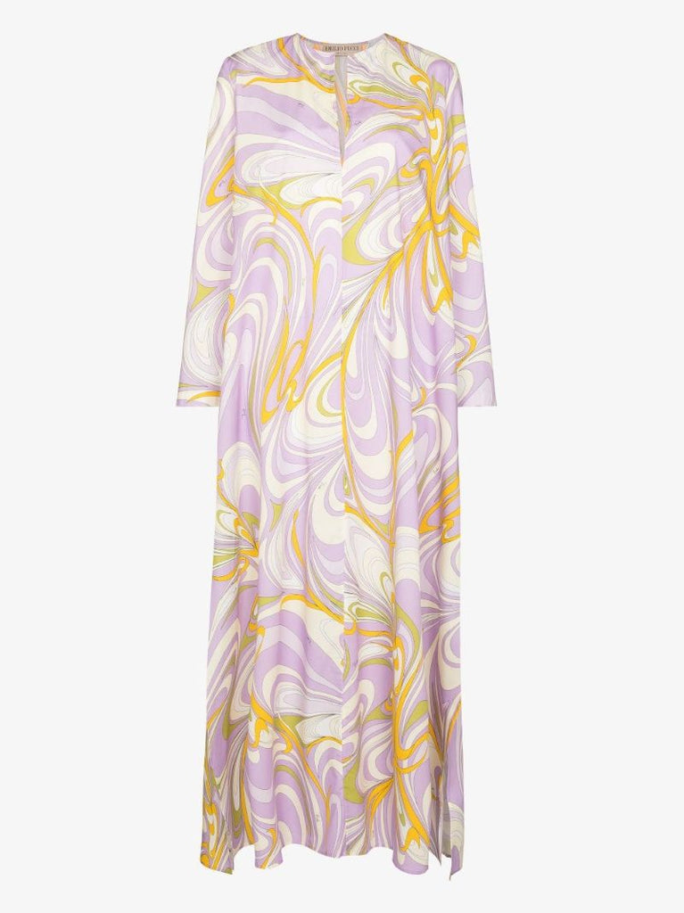 Onde Print Cotton Kaftan Dress