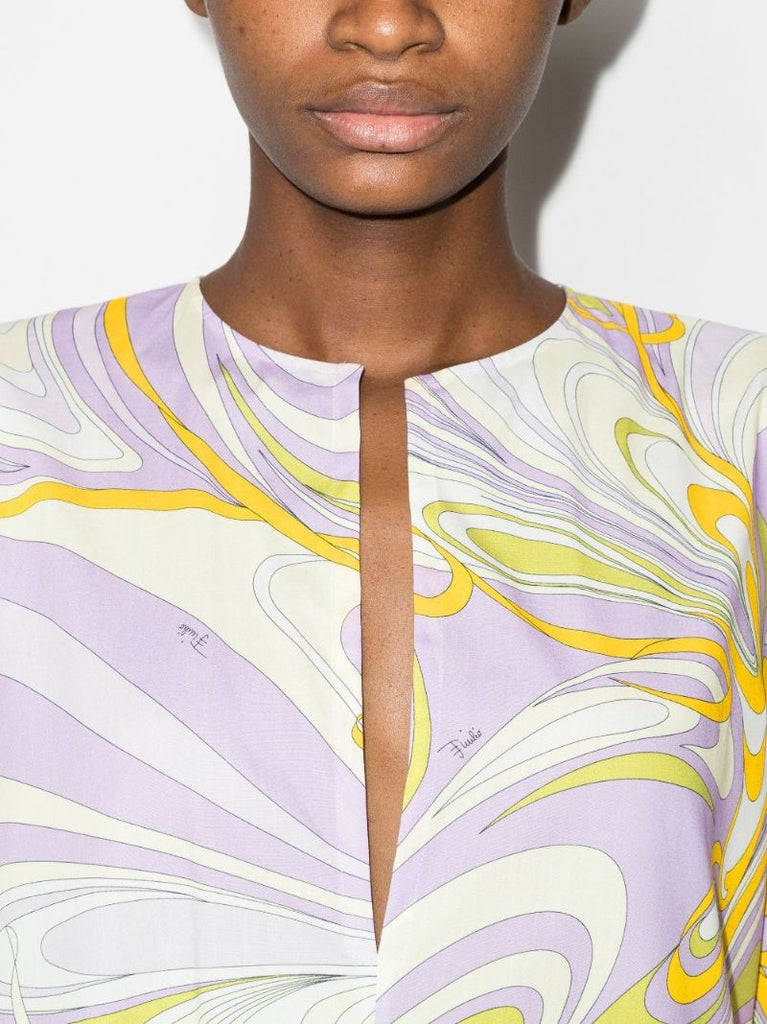 Onde Print Cotton Kaftan Dress