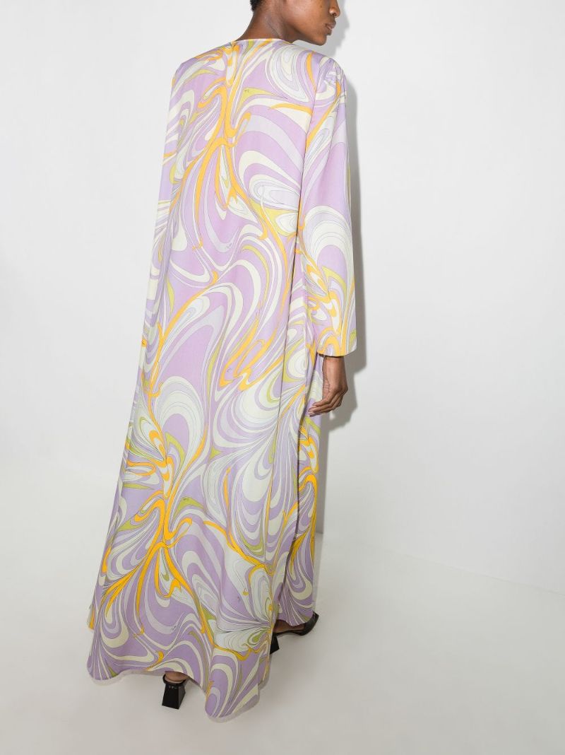 Onde Print Cotton Kaftan Dress