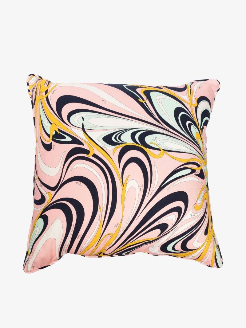 Pink Onde Print Square Cushion