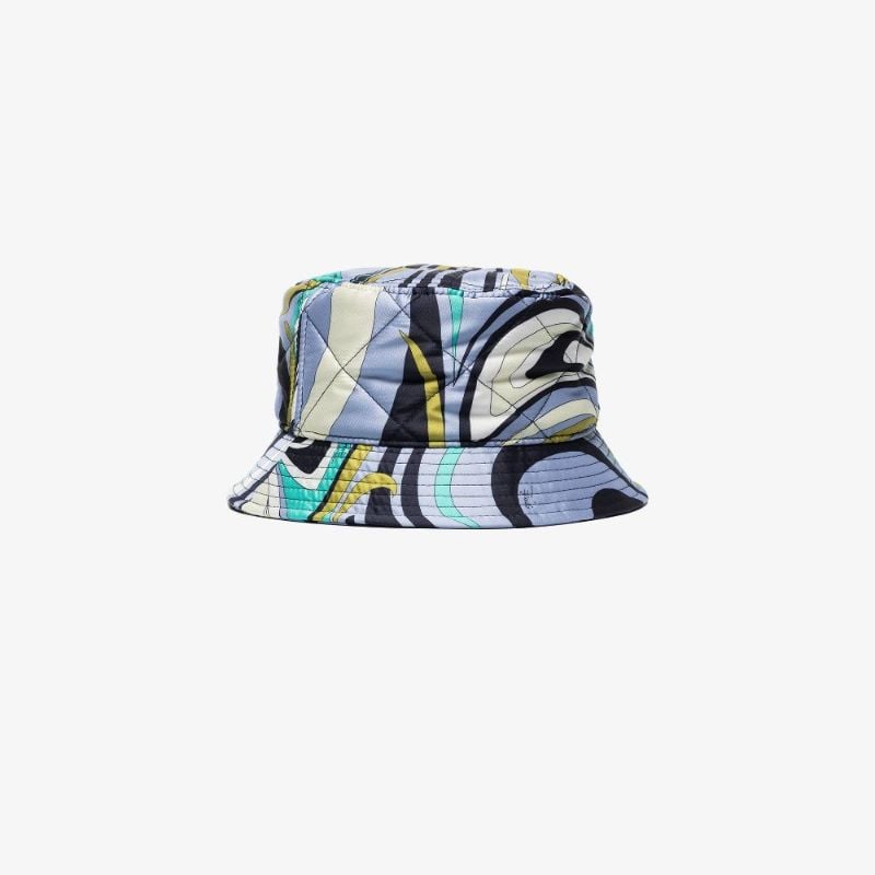 Blue Onde Print Cotton Bucket Hat