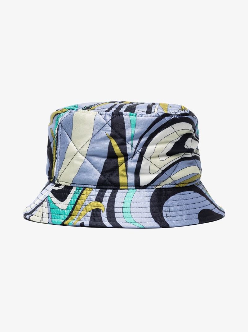 Blue Onde Print Cotton Bucket Hat