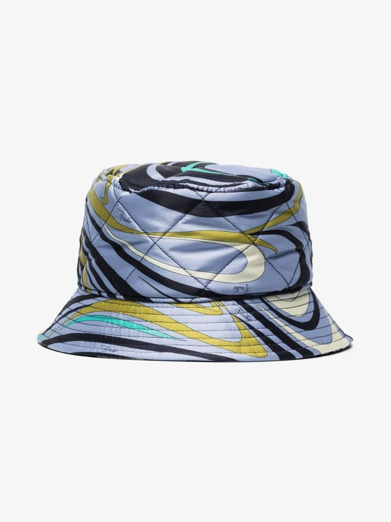 Blue Onde Print Cotton Bucket Hat