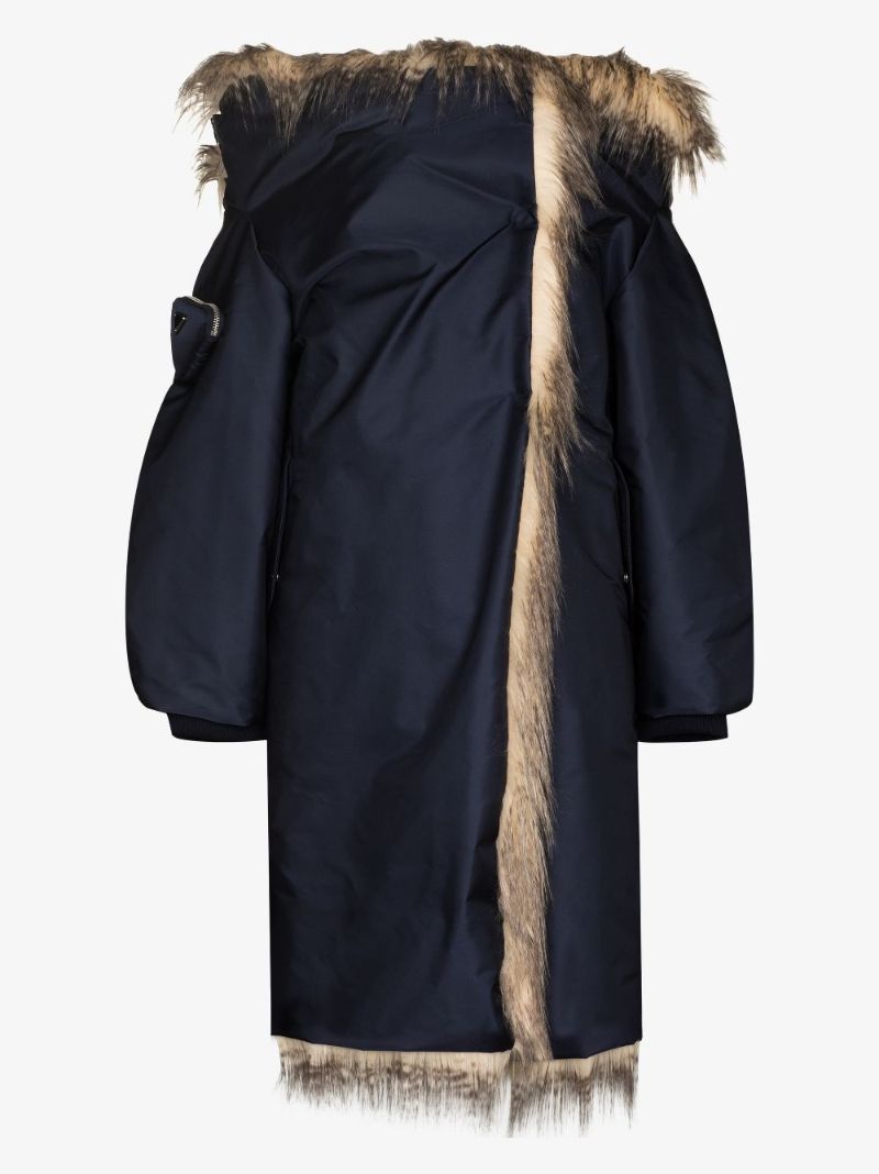 Faux Fur Trim Parka Coat