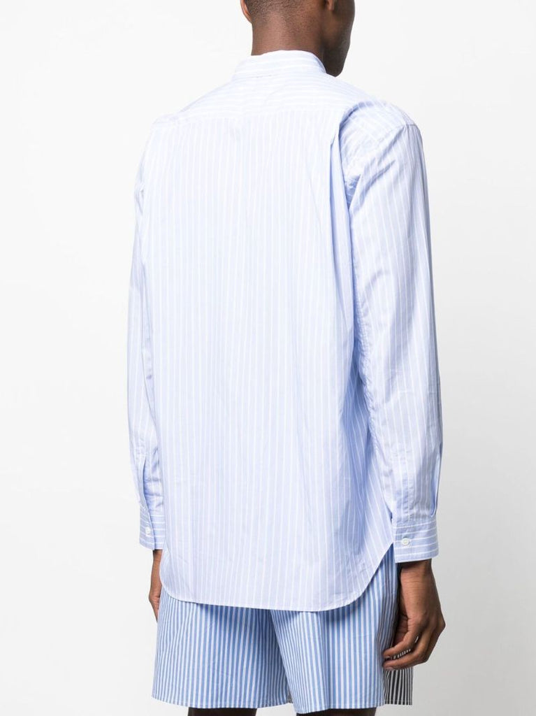Blue Striped Button-down Cotton Shirt