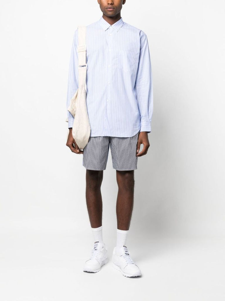 Blue Striped Button-down Cotton Shirt