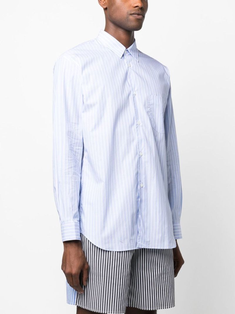 Blue Striped Button-down Cotton Shirt