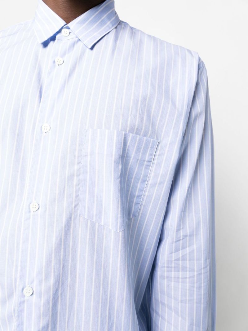 Blue Striped Button-down Cotton Shirt