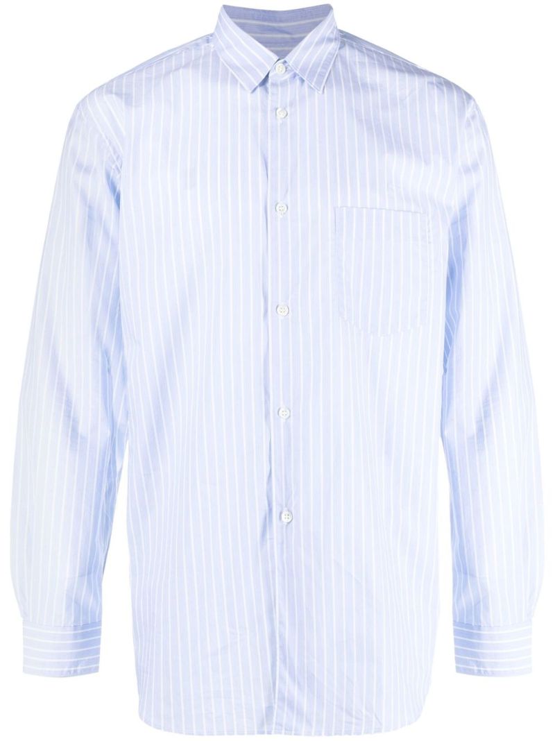 Blue Striped Button-down Cotton Shirt