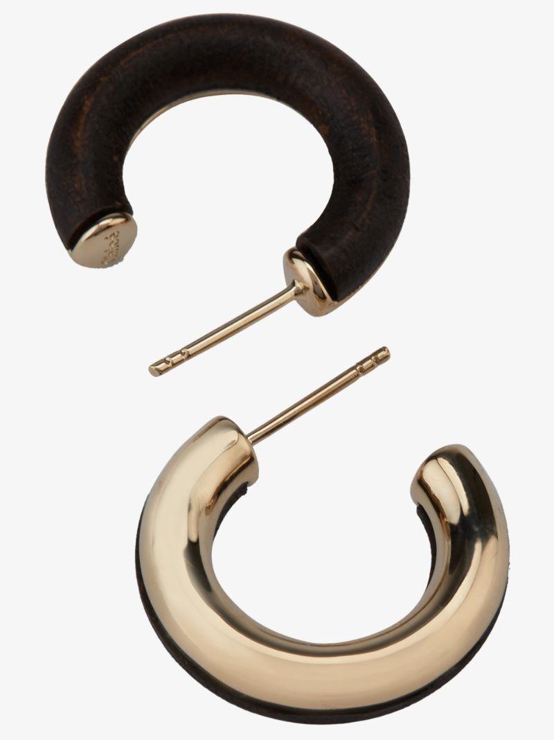 Gold Tone Jamie Wood Hoop Earrings